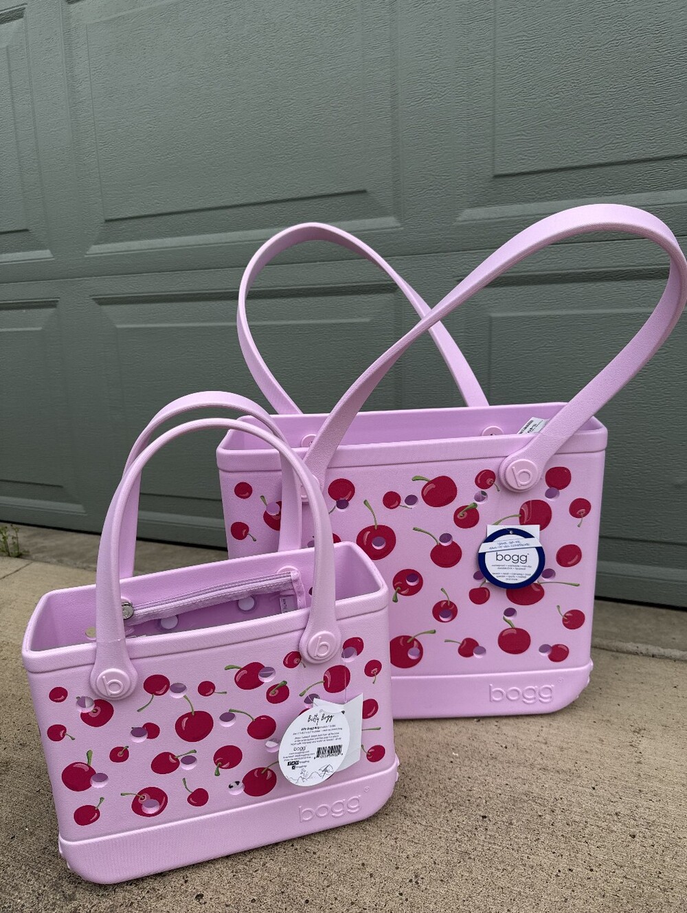 11" & 15" Bogg Bag Set in Cherry on Top print, NWT pink red cherry